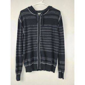 Buckle Black White Full Zip Striped Hoodie Size M